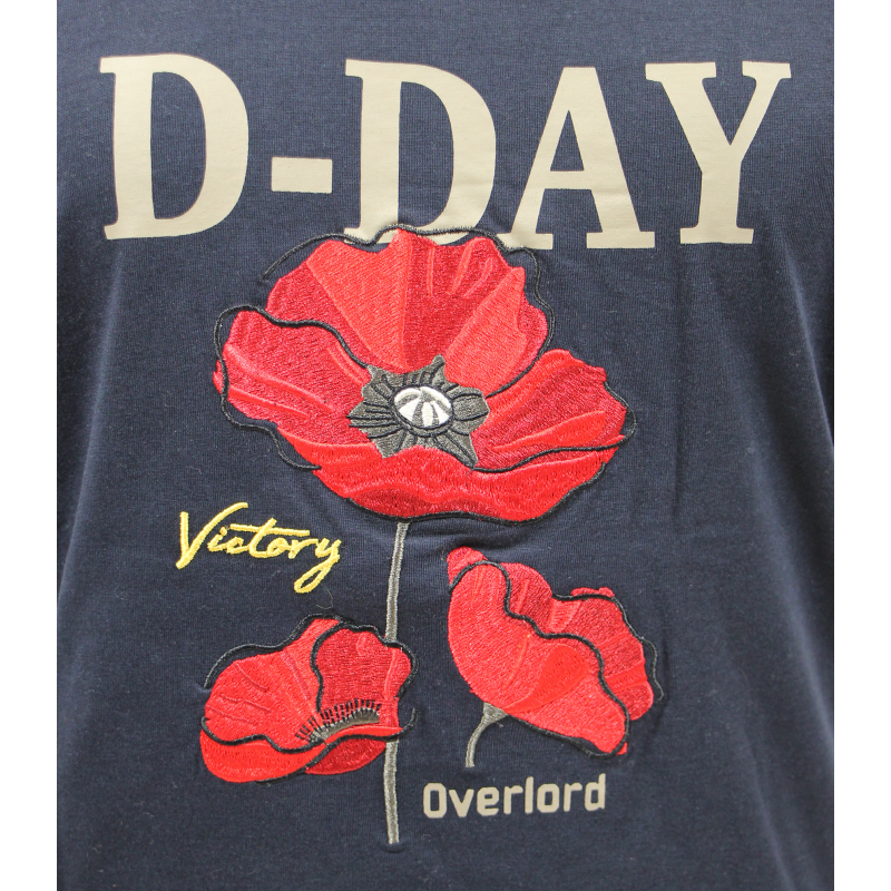T-shirt, bleu marine, D-Day Victory, coquelicots