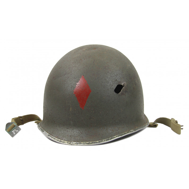 Helmet, M1, Fixed Loops, 5th Infantry Division, Battle-Damaged