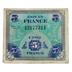 Billet drapeau (billet d'invasion), 5 francs, 1944