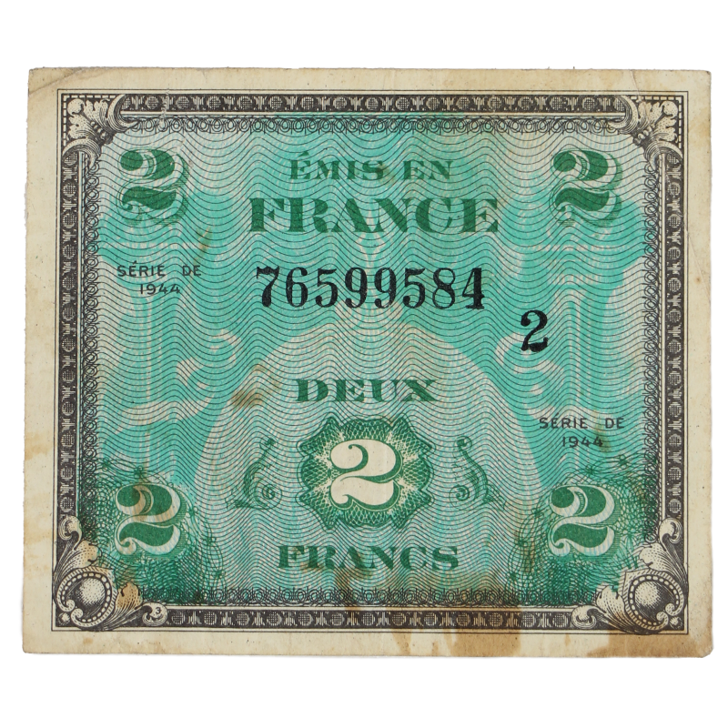 Billet drapeau (billet d'invasion), 2 francs, 1944