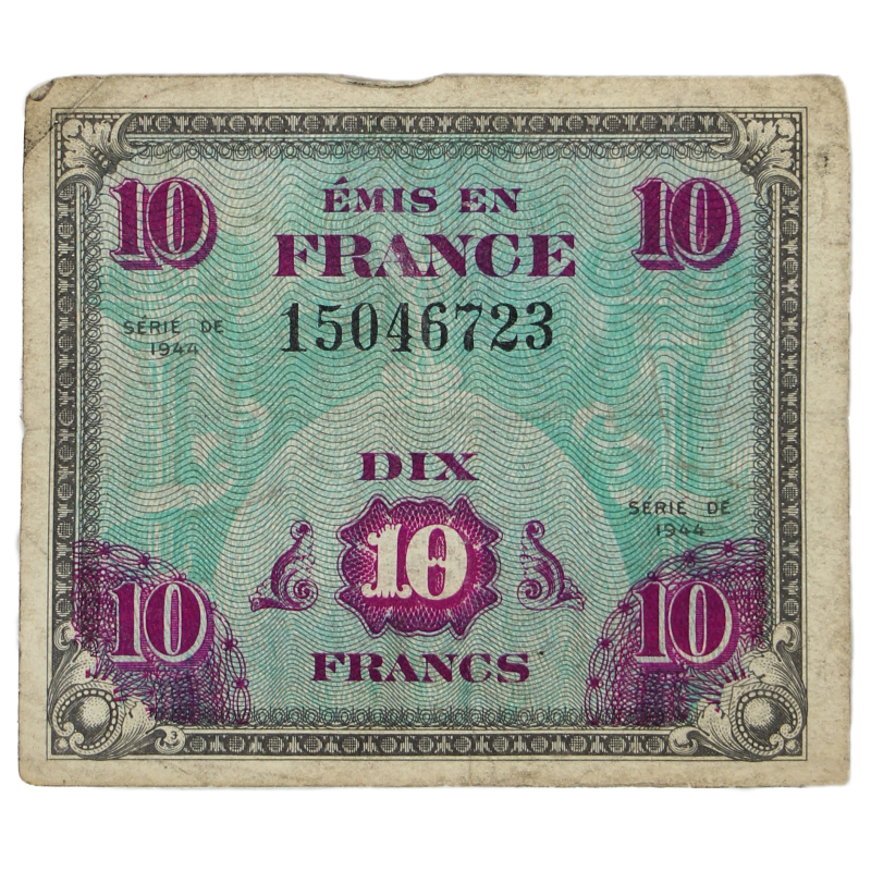 Billet drapeau (billet d'invasion), 10 francs, 1944
