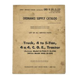 Manual, Technical, Truck, 4 to 5-Ton, 4 x 4, C. O. E., Tractor (Autocar Model U-7144-T) (G-510) (White Model 444) (G-691)
