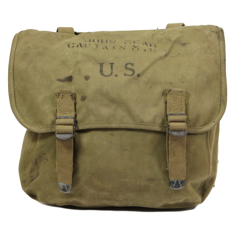 Musette M-1936, caoutchoutée, THE LANGDON TENT & AWNING CO. 1942, Cpt. John Mead, Medical Corps