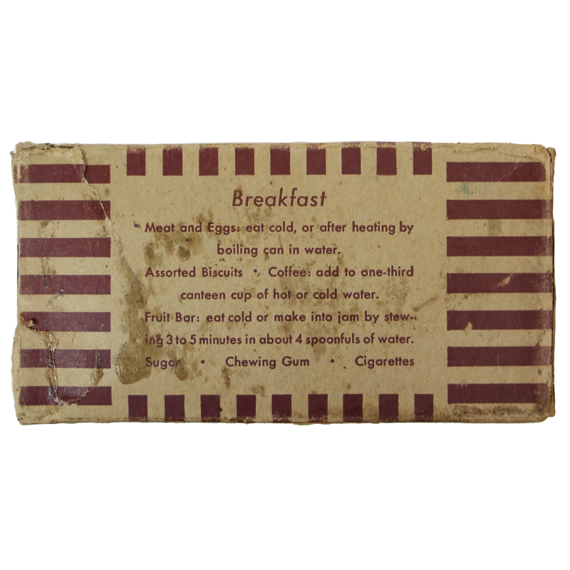 Ration Type K, Breakfast, 1944, complète