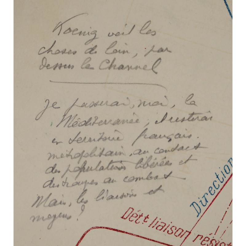 Document, Strategic, Schéma participation française, TRES SECRET, 1944