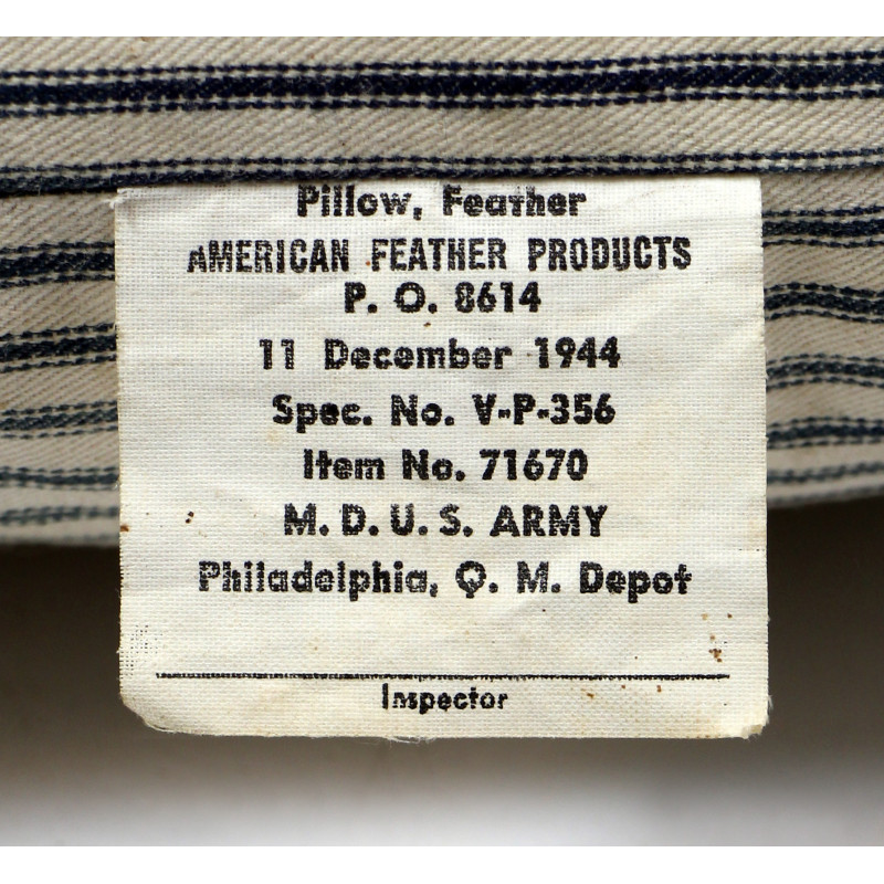 Pillow, Hospital, US Army Medical Department, Item No. 71670, 1944