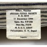 Oreiller d'hôpital, US Army Medical Department, Item No. 71670, 1944