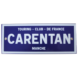Road sign, Enamelled, CARENTAN, 9.84" x 3.93"