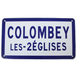 Road sign, Enamelled, COLOMBEY-LES-DEUX-EGLISES, 8.85" x 4.92"