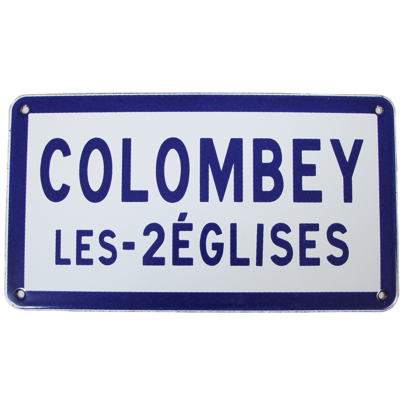 Pancarte émaillée, COLOMBEY-LES-DEUX-EGLISES, 22,5 x 12,5 cm