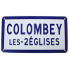Road sign, Enamelled, COLOMBEY-LES-DEUX-EGLISES, 8.85" x 4.92"