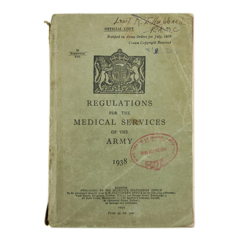 Manual, British, Regulations for the Medical Services of the Army, 1938