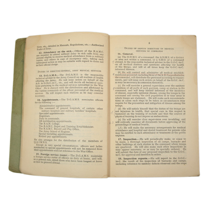 Manuel britannique, Regulations for the Medical Services of the Army, 1938