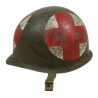 Casque M1, pattes fixes, Medic, trois croix rouges, liner SEAMAN PAPER CO., T/3 Glenn King, Alaska