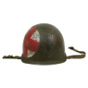 Casque M1, pattes fixes, Medic, trois croix rouges, liner SEAMAN PAPER CO., T/3 Glenn King, Alaska
