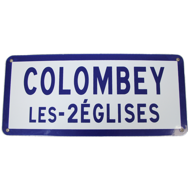 Road sign, Enamelled, COLOMBEY-LES-DEUX-EGLISES, 19.6" x 7"