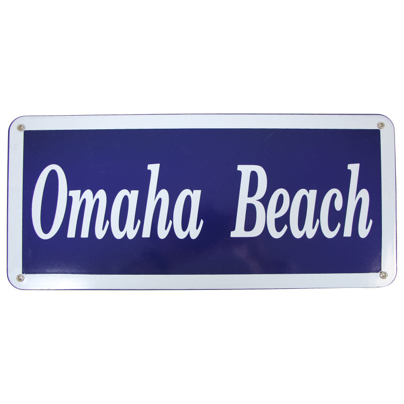 Road sign, Enamelled, OMAHA BEACH, 17.7" x 7.8"