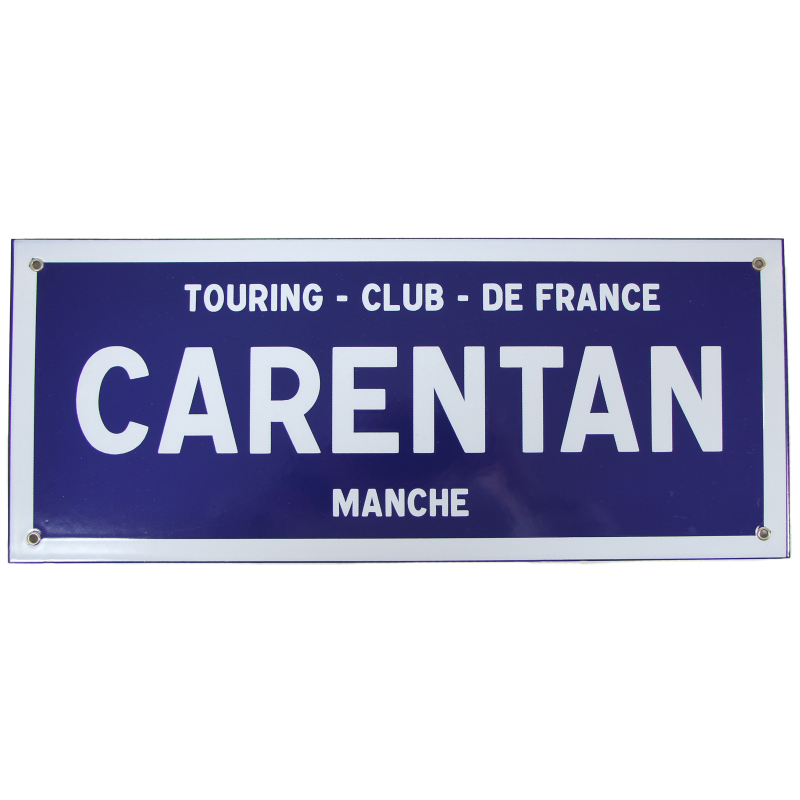 Road sign, Enamelled, CARENTAN, 18.8" x 7.8"