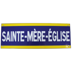 Pancarte émaillée, SAINTE-MERE-EGLISE, 80 x 18 cm