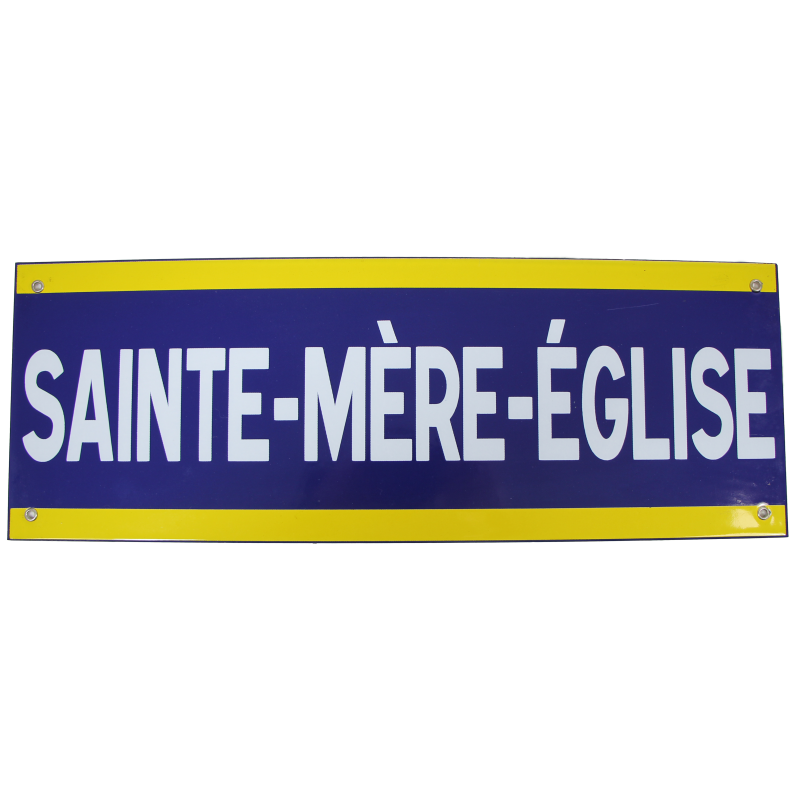 Pancarte émaillée, SAINTE-MERE-EGLISE, 80 x 18 cm