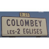 Road sign, Enamelled, COLOMBEY-LES-DEUX-EGLISES, 8.85" x 4.92"