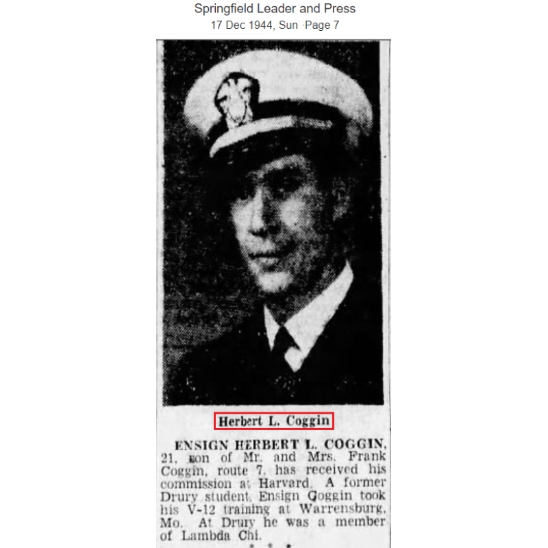 Jacket, Grey, US Navy, Ens. Herbert Coggin, USS Alkes