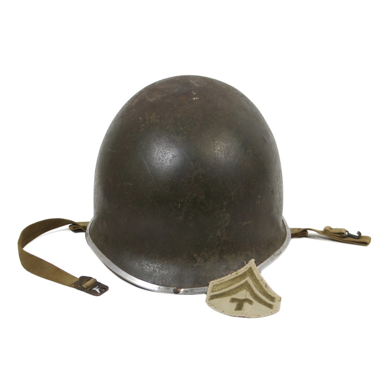 Helmet, M1, Fixed Loops, WESTINGHOUSE Liner, T/5 Ralph Williams, Chaplain Assistant, ETO