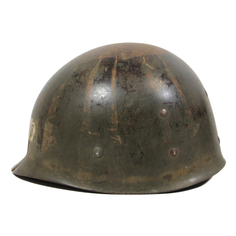 Casque M1, pattes fixes, liner WESTINGHOUSE, T/5 Ralph Williams, assistant aumônier, ETO