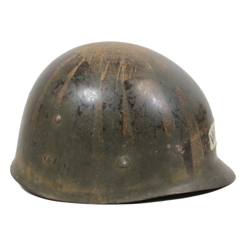 Casque M1, pattes fixes, liner WESTINGHOUSE, T/5 Ralph Williams, assistant aumônier, ETO