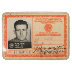 Carte d'identité, Medical Department, 1945, 2e type, Pfc. Pat Walton, 323rd Medical Bn., 98th Infantry Division