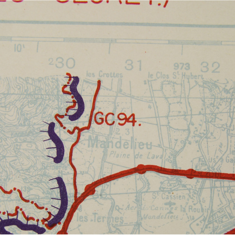 Carte alliée, Cannes, opération Dragoon, SECRET, 1944, 509th PRCT