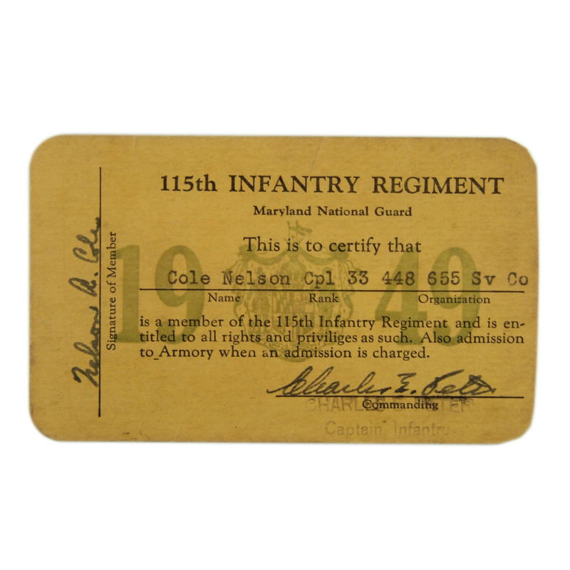 Grouping, Cpl. Nelson Cole, 115th Inf. Regt., 29th Infantry Division