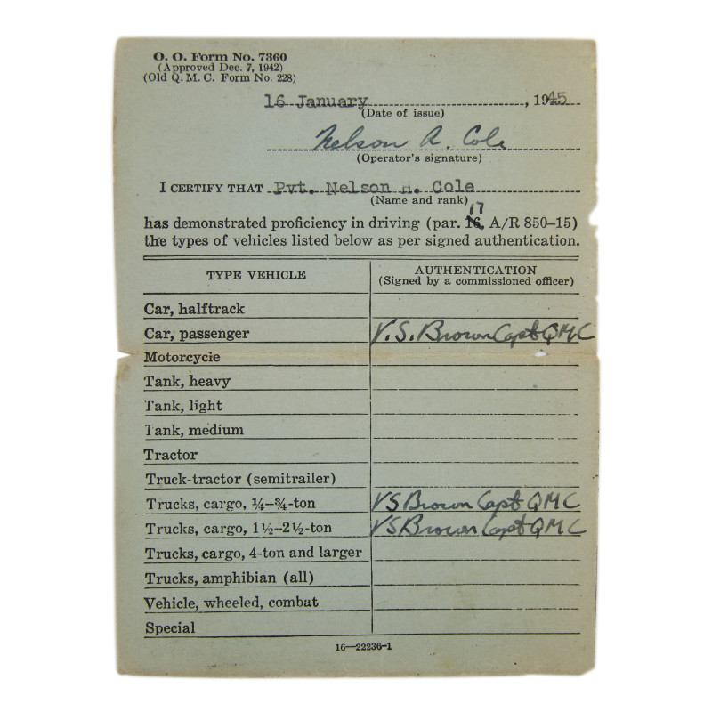 Grouping, Cpl. Nelson Cole, 115th Inf. Regt., 29th Infantry Division