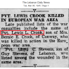 Télégramme, Pvt. Lewis Crook, Co. D, 25th Tank Bn., 14th Armored Division, KIA 15 décembre 1944, France
