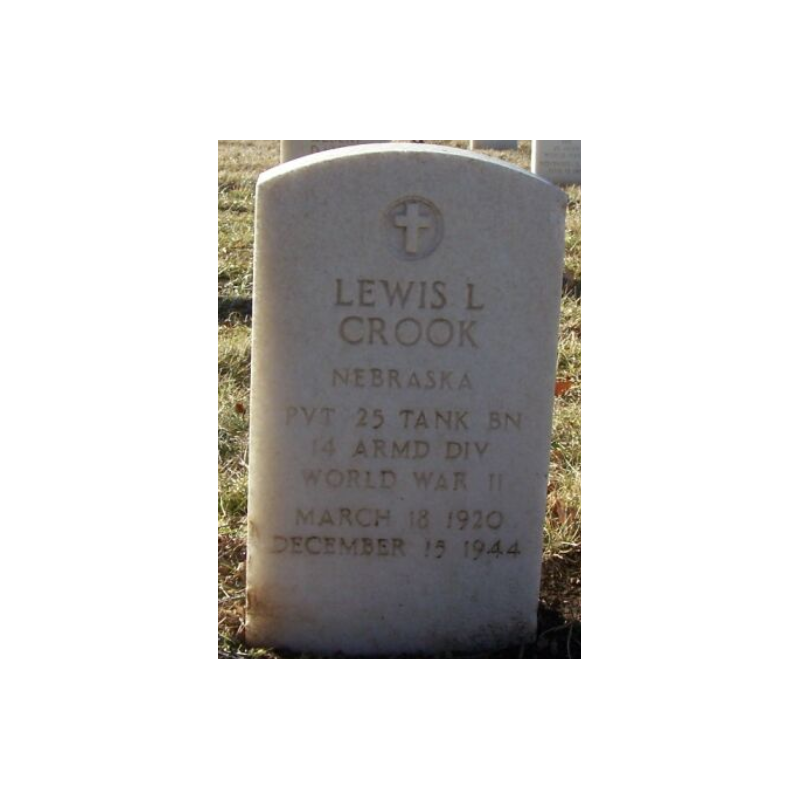 Télégramme, Pvt. Lewis Crook, Co. D, 25th Tank Bn., 14th Armored Division, KIA 15 décembre 1944, France