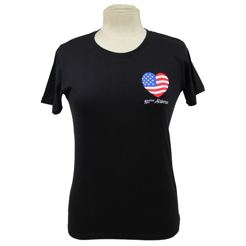 T-Shirt, noir, coeur US, 101ème Airborne