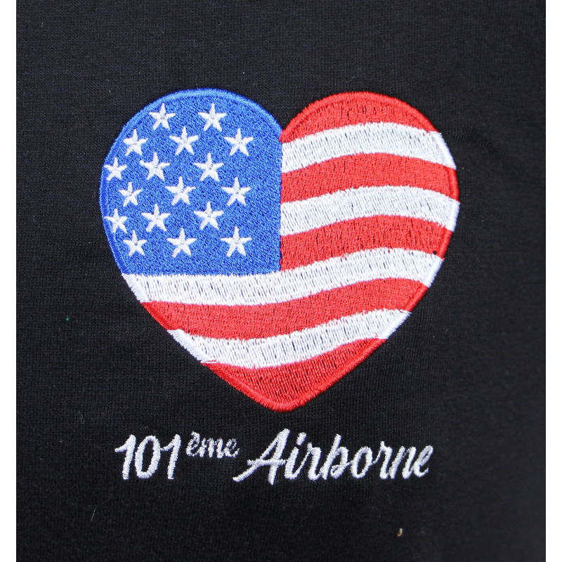 T-Shirt, noir, coeur US, 101ème Airborne