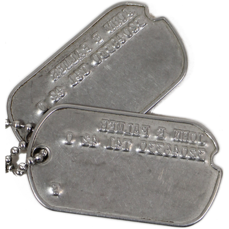 Dog Tags, T/4 John Palmer, Service Co., 28th Inf. Regt., 8th Infantry Division, ETO