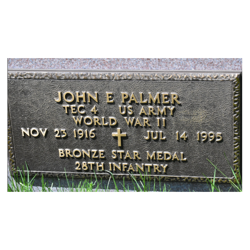 Dog Tags, T/4 John Palmer, Service Co., 28th Inf. Regt., 8th Infantry Division, ETO