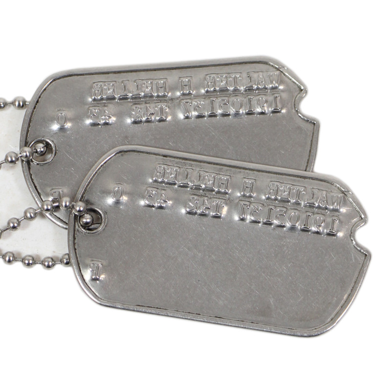 Plaques d'identité, Dog Tags, T/5 Walter Heller, Co. B, 132nd Ordn. Maint. Bn., 10th Armored Division, ETO