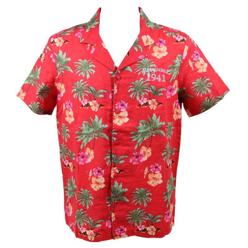 Chemise hawaïenne, rouge, Pearl Harbor