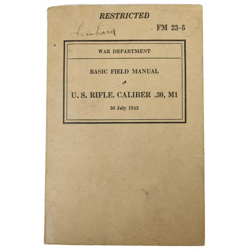 Manual, Field, Basic, FM 23-5, U.S. Rifle, Caliber .30, M1, 1943