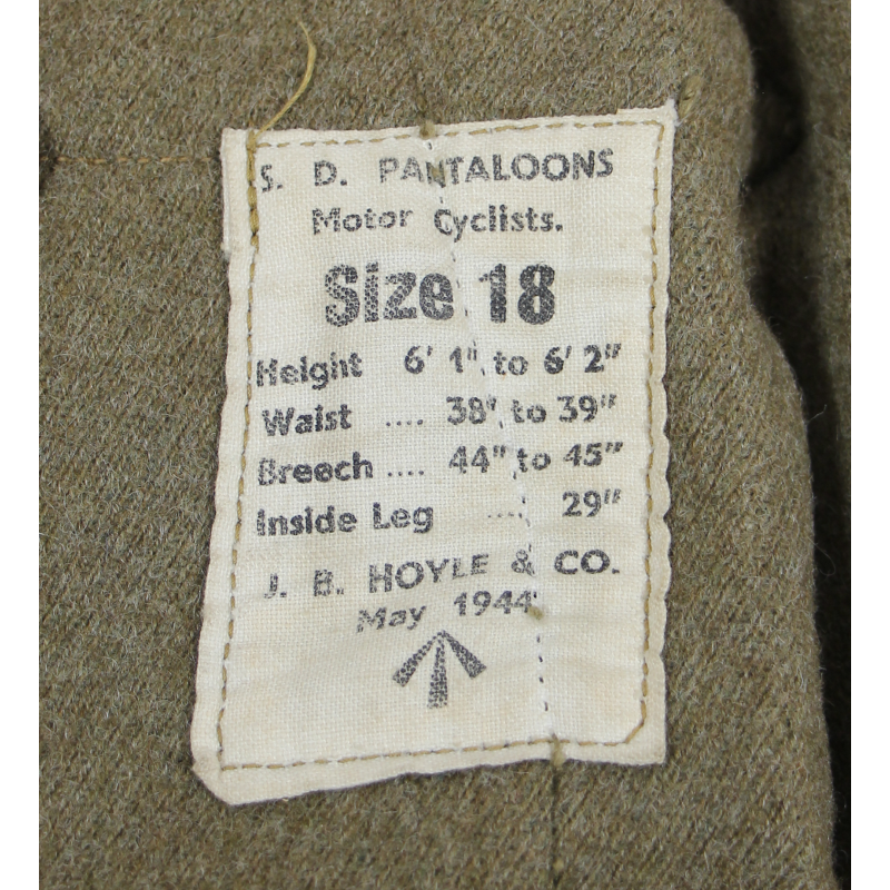 Pantalon de motocycliste britannique, taille 18, 1944 /I\
