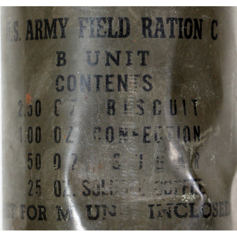 Boîte de ration, B Unit, US Army, Field Ration C, 1942, pleine
