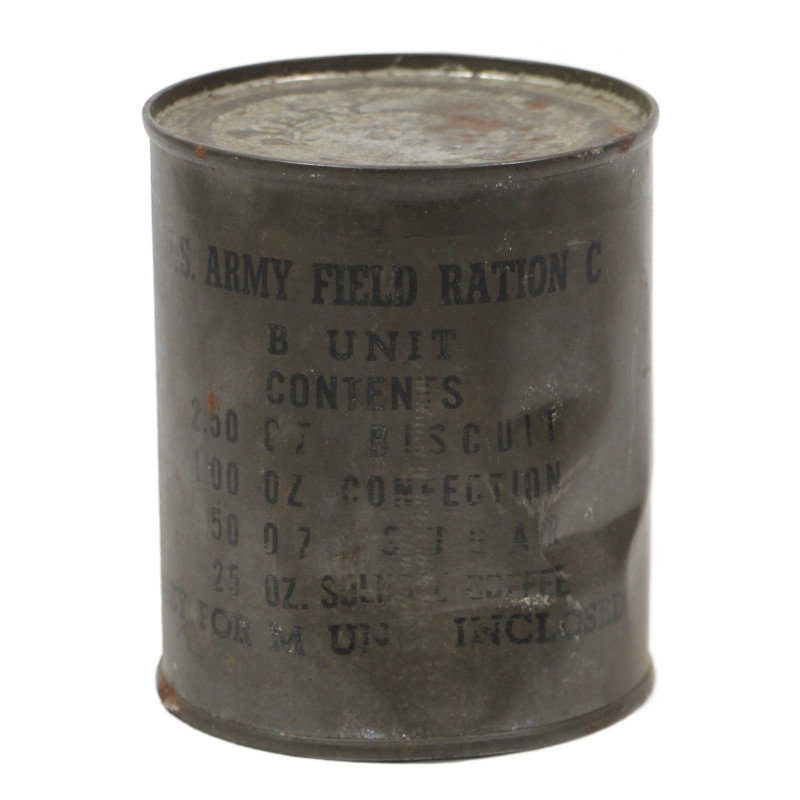 Boîte de ration, B Unit, US Army, Field Ration C, 1942, pleine