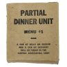 Boîte, Partial Dinner Unit, Menu 1, Ten-in-One Ration, vide