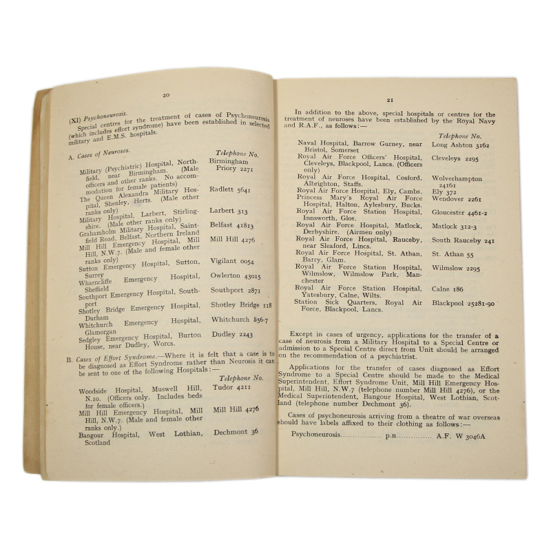 Manual, Memorandum on Hospital Accomodation Arrangements generally for Military Sick and Wounded in the United Kingdom