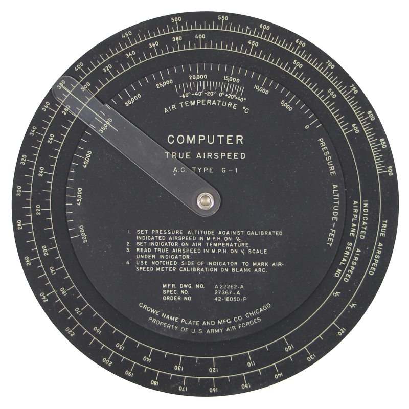 Computer, True Airspeed, Type G-1, 1942, in Cardboard Sleeve