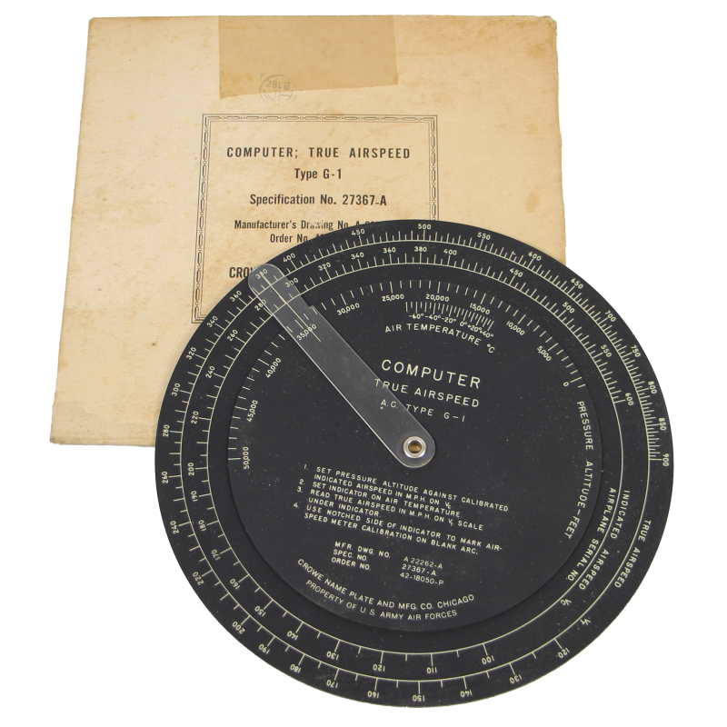 Computer, True Airspeed, Type G-1, 1942, in Cardboard Sleeve