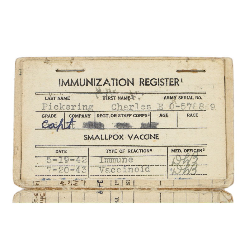 Card, Physical Record, Army Air Forces, Cpt. Charles Pickering, 99th TCS, 441st TCG, 9th Air Force, USAAF, ETO